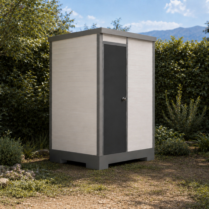 bodega-modular-jardin-sin-revestimiento Bodega modular exterior blanca para almacenamiento en jardín