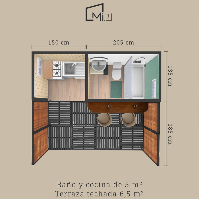 quincho-modular-medidas-diseno Plano de quincho modular con cocina, baño y terraza integrada
