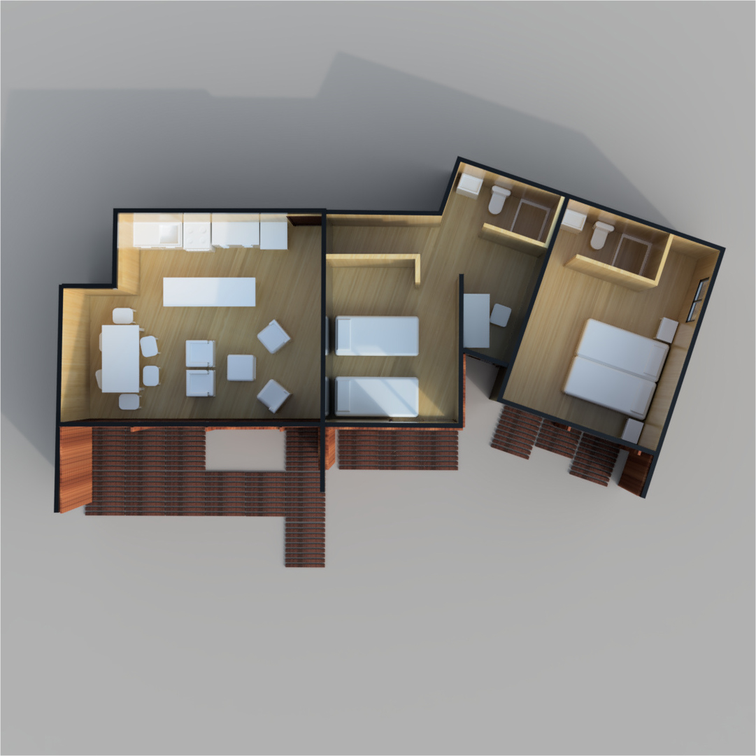 refugio-modular-planta-interior Planta de refugio modular personalizado con distribución interior y terraza exterior